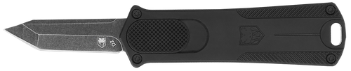CobraTec Knives CALI952BLKTNS 952 *CA Compliant 1.75" OTF Tanto Plain Stonewashed D2 Steel Blade, 3" Black Anodized Aluminum Handle