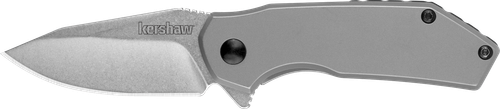 Kershaw 1375 Valve  EDC 2.25" Folding Drop Point Plain Stonewashed 4Cr14 Blade, Bead Blasted Stainless Steel Handle
