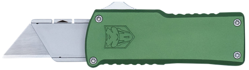 CobraTec Knives CTOTFUTODG Utility  OTF Plain Aluminum Blade, 3.38" OD Green Aluminum Handle