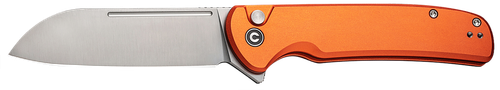 Civivi Knives C20022B-2 Chevalier II  EDC 3.47" Folding Sheepsfoot Plain Satin 14C28N Steel Blade, Orange Aluminum Handle