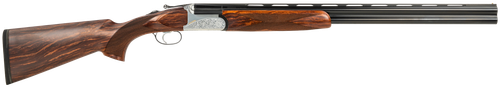 Fausti Usa, Inc 15102 Caledon  12 Gauge 3" 2rd 28" Blued Barrel, Engraved Stainless Rec, Wood Laser Grain Stock, Metallic Bead Sight