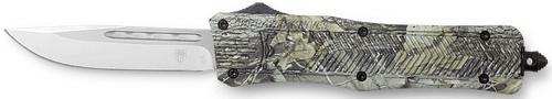 CobraTec Knives MWDCTK1MDNS CTK-1 American Flag Medium 3" OTF Drop Point Plain D2 Steel Blade, 5" Woodland Camo Aluminum Alloy Handle