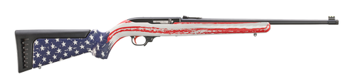 Ruger 31207 10/22 Collector's Series 22 LR 10+1 18.50" Satin Black Threaded Barrel, Satin Black Steel Receiver, American Flag Camo Ruger Modular System Synthetic Stock, Thread Protector