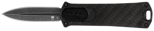 CobraTec Knives 952BLKDAGNS 952  1.75" OTF Dagger Plain Stonewashed D2 Steel Blade, 3" Black Anodized Aluminum Handle