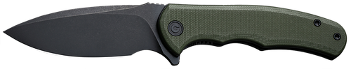 Civivi Knives C18026C-1 Praxis  Mini 2.98" Folding Drop Point Plain Black Stonewashed D2 Steel Blade, OD Green Textured G10 Handle