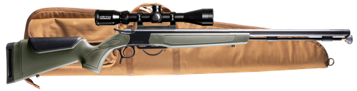 CVA PR2048NSCP Optima Scope Package 50 Cal 26" Black Nitride Fluted Barrel, Drilled & Tapped Steel Receiver, Fixed OD Green Synthetic Stock, Konus 3-9x40mm BDC Stock, Rifle Case, Aerolite Bullets
