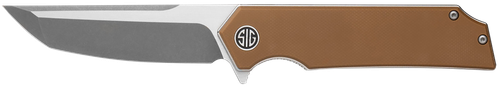 Sig Sauer Knives TS8SBRN Tsuru  3.30" Folding Tanto Plain Satin 154CM SS Blade, 4.20" Coyote Brown G10 Handle