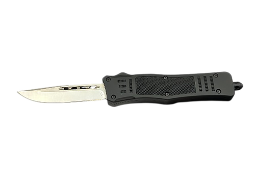 Steel River Knives MT616BULD2DP MT616 Ultralight Mini 2.75" OTF Drop Point Plain Polished D2 Steel Blade, 4.25" Black Aluminum Handle