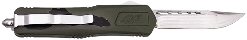 Great Lakes Firearms GLKMDSMTPGRN GLFA  Medium 3.50" OTF Plain Steel Blade, Pursuit Green Camo Aluminum Handle