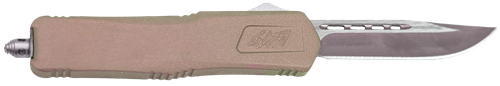 Great Lakes Firearms GLKMDSMTFDE GLFA  Medium 3.50" OTF Plain Steel Blade, Flat Dark Earth Cerakote Aluminum Handle