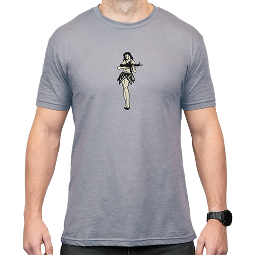 Magpul MAG1117-041-L Hula Girl CVC  Stone Gray Heather Cotton/Polyester Short Sleeve Large