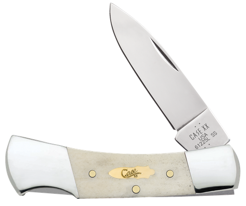 Case 11026 Lockback  Folding Drop Point Plain Tru-Sharp SS Blade, Smooth Natural Bone Handle