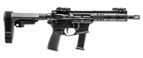 Alpha Foxtrot AA08X1HXX-XABK20 AFMG9  9mm Luger 20+1 7.50" Black QPQ Threaded Barrel, M-LOK Handguard, Black Anodized Aluminum Receiver w/Picatinny Rail, Black Polymer SB Tactical Brace, MFT Grip