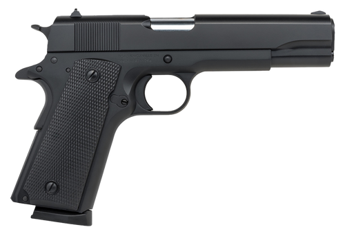 Tisas 10100518 1911 A1 Service 45 ACP 7+1, 5" Black Steel Barrel, Black Cerakote Serrated Steel Slide, Black Cerakote Steel Frame w/Beavertail, Ambidextrous