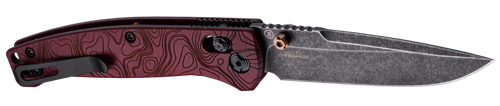 Hogue 24452 Mysto  3.40" Folding Drop Point Plain Black Stonewashed CPM MagnaCut Steel Blade, Redstone Richlite Handle