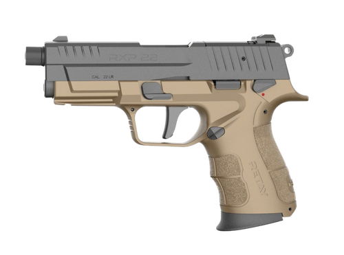 Retay USA RXP22FDEBLKS10TH RXP 22 LR 10+1 4" Threaded Barrel, Black Cerakote Optic Ready/Serrated Slide, Flat Dark Earth Cerakote Polymer Frame w/Accessory Rail, RMR/RMSc Footprint