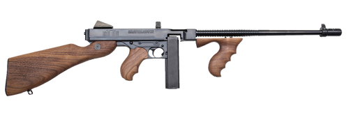 Thompson T5100D 1927A-1  45 ACP Caliber with 16.50" Barrel, 20+1 Capacity (Stick), 100+1 Capacity (Drum), Blued Metal Finish, American Walnut Stock Wood Grip Right Hand