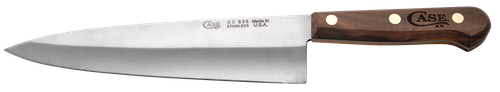Case 07316 Chef's  8" Fixed Plain Mirror Polished Tru-Sharp SS Blade, Walnut Handle