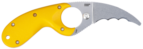 CRKT 2511Y Bear Claw  2.39" Fixed Hawkbill Serrated Powder Coated AUS8A SS Blade, Yellow Textured GRN Handle