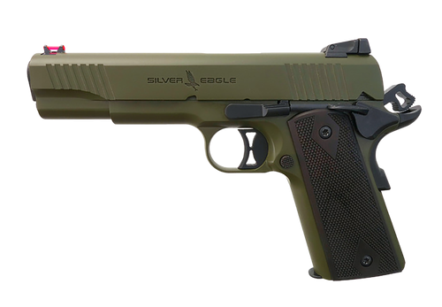 T R Imports 191145GREEN 1911 45 ACP 7+1 Overall Green Cerakote, Walnut Grip