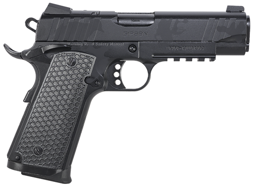 Girsan 391154 MC1911 C Influencer Compact 45 ACP 8+1 4.40" Black Steel Barrel, Black Camo Optic Ready/Serrated Steel Slide & Frame w/Picatinny Rail & Beavertail, Black Polymer Grip