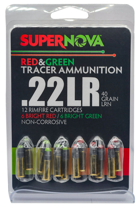 Supernova PMSN22LRMP Green/Red Tracer  22LR 40gr Lead Round Nose 12 Per Box/60 Case