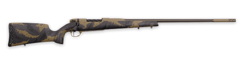 Weatherby MAX01N300PR8B Mark V Apex 300 PRC 3+1 26" Graphite Black & Tan Cerakote Fluted Threaded Barrel, Tan Cerakote Steel Drilled & Tapped Receiver, Carbon Fiber w/Brown & Tan Sponge Accents Fixed