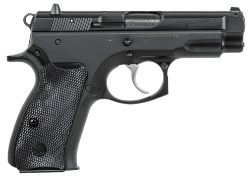 CZ-USA 01190 CZ 75 Compact 9mm Luger 10+1 3.75" Blued Steel Barrel, Black Serrated Steel Slide, Black Polycoat Steel Frame w/Beavertail, Black Polymer Grip