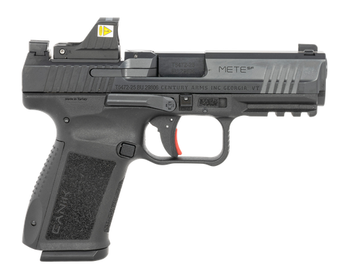 Canik HG5637OSVN Mete SF One Series w/Optic 9mm Luger 15+1 4.19" Black Barrel, Black Nitride Steel Serrated w/Optic Slide, Black Polymer Frame w/Beavertail & Picatinny Rail, Interchangeable Backstrap