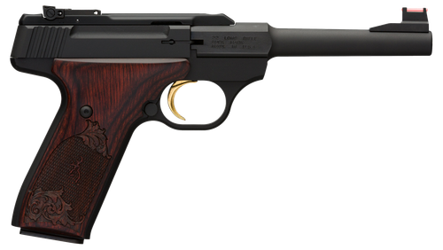 Browning 051519490 Buck Mark Challenge 22 LR 10+1 5.50" Polished Flats Steel Barrel, Matte Black Serrated Slide & Aluminum Frame, Engraved Rosewood Grip
