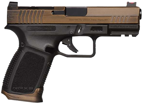 Gforce Arms GFRPX3C9BT Exodus  9mm Luger 15+1 4.02" Black Steel Barrel, Bronze Cerakote Serrated Steel Slide, Black Cerakote Polymer Frame w/Accessory Rail, Black Textured Grip