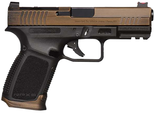 Gforce Arms GFRPX3C9BT Exodus  9mm Luger 15+1 4.02" Black Steel Barrel, Bronze Cerakote Serrated Steel Slide, Black Cerakote Polymer Frame w/Accessory Rail, Black Textured Grip