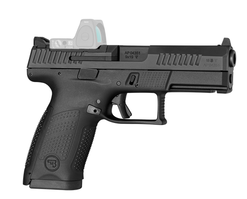 CZ-USA 91536 P-10 C  Compact Frame 9mm Luger 15+1 4.02" Black Carbon Steel Barrel, Black Nitride Optic Ready/Serrated Steel Slide, Black Polymer Frame w/Picatinny Rail, Interchangeable Backstrap Grip