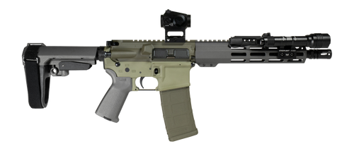 Shark Coast Tactical SCC06872BUGBR300P Bug Bear Bundle 300 Blackout 30+1 10" Threaded Barrel, Aluminum Receiver w/Picatinny Rail, M-LOK Handguard, Polymer SB Tactical SBA3 Brace, Streamlight ProTac Ra
