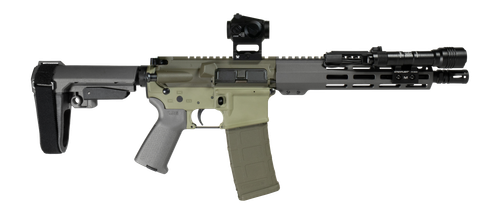 Shark Coast Tactical SCC06872BUGBR300P Bug Bear Bundle 300 Blackout 30+1 10" Threaded Barrel, Aluminum Receiver w/Picatinny Rail, M-LOK Handguard, Polymer SB Tactical SBA3 Brace, Streamlight ProTac Ra