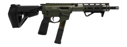Freedom Ordance FX9P10E-ODG FX9P Elite 9mm Luger 10" Black Nitride Threaded Barrel, OD Green Anodized Aluminum Receiver w/Picatinny Rail, M-LOK Handguard, Black Polymer SB Tactical SBA5 Brace, Black P