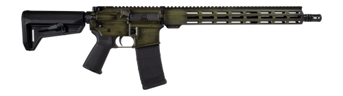 Shark Coast Tactical 300-044-1000-14 Distressed 5.56 NATO 30+1 16" Black Melonite Threaded Barrel, Green Distressed Cerakote Aluminum Receiver w/Picatinny Rail, M-LOK Handguard, Magpul MOE SL Black Po