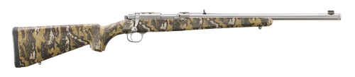 Ruger 7420 77/357  357 Mag 5+1 18.50" Brushed Stainless Threaded Barrel, Brushed Stainless Integral Scope Mount, Fixed Desolve Bare Reduced Camo Synthetic Stock, Thread Protector