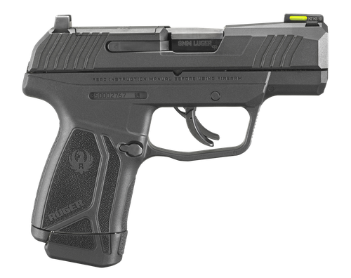 Ruger 3502 Max-9  9mm Luger 10+1 3.20" Black Nitride Alloy Steel Barrel, Black Oxide Optic Ready/Serrated Steel Slide, Black Polymer Frame Black Hogue HandALL Rubber Grip, Right Hand