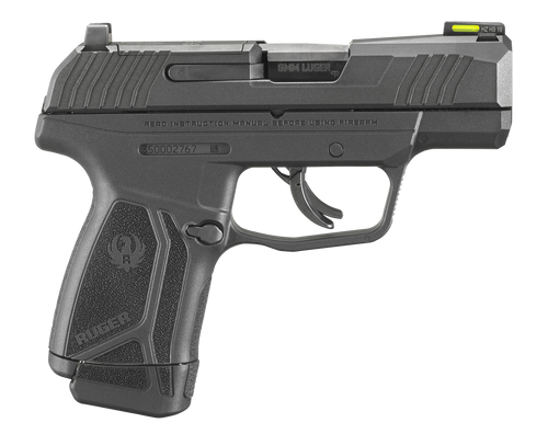 Ruger 3502 Max-9  9mm Luger 10+1 3.20" Black Nitride Alloy Steel Barrel, Black Oxide Optic Ready/Serrated Steel Slide, Black Polymer Frame Black Hogue HandALL Rubber Grip, Right Hand