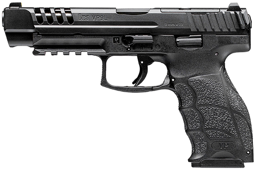 HK 81001158 VP9L  9mm Luger 10+1 5" Black Polygonal Rifled Barrel, Long/Lightening Cuts/Optic Cut Steel Slide, Polymer Frame w/Picatinny Rail, Black Interchangeable Backstrap Grip
