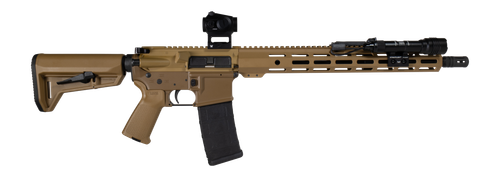 Shark Coast Tactical SCTARSCC Sunrise Bundle 5.56 NATO 10+1 16" Black Nitride Barrel, Tri-Tone FDE Cerakote Aluminum Receiver w/Picatinny Rail, M-LOK Handguard, Flat Dark Earth Polymer Stock & Grip, S