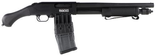 Mossberg 50208 590M Shockwave 12 Gauge 10+1 Mag-Fed 2.75" 15" Heavy Barrel, Blued Metal Finish, Drilled & Tapped Receiver, Corncob Forend w/Strap, Raptor Birdshead Grip Stock