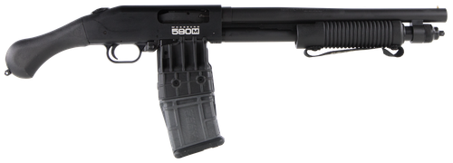 Mossberg 50208 590M Shockwave 12 Gauge 10+1 Mag-Fed 2.75" 15" Heavy Barrel, Blued Metal Finish, Drilled & Tapped Receiver, Corncob Forend w/Strap, Raptor Birdshead Grip Stock