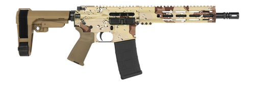 Shark Coast Tactical SCC07145CHCHIP-P Chocolate Chip  5.56 NATO 30+1 10.50" Black Nitride Threaded Barrel, Aluminum Receiver w/Picatinny Rail, M-LOK Handguard, Polymer SB Tactical SBA3 Brace, Polymer