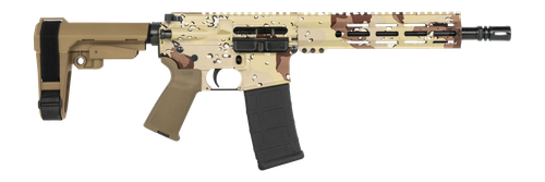 Shark Coast Tactical SCC07145CHCHIP-P Chocolate Chip  5.56 NATO 30+1 10.50" Black Nitride Threaded Barrel, Aluminum Receiver w/Picatinny Rail, M-LOK Handguard, Polymer SB Tactical SBA3 Brace, Polymer