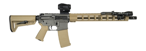 Shark Coast Tactical SCC04410TWB Tumbleweed Bundle 5.56 NATO 30+1 16" Black Nitride Threaded Barrel, Gray & Tan Cerakote Aluminum Receiver w/Picatinny Rail, M-LOK Handguard, Magpul Collapsible Tan Cer