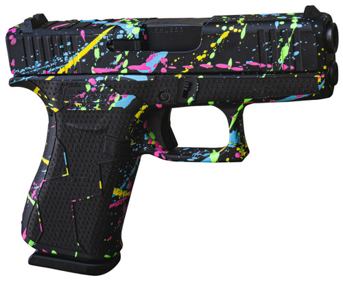 Glock UX4350204NSPLT G43X  Sub-Compact Frame 9mm 10+1 3.41" Black GMB Barrel, Black Splatter Cerakote Serrated Steel Slide, Polymer Frame & Grip