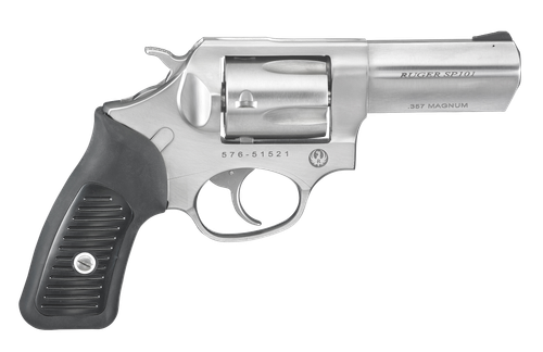 Ruger 5719 SP101  357 Mag 5rd 3.10" Satin Stainless Steel Barrel, Cylinder & Frame, Black Rubber Grip, Transfer Bar Safety, Exposed Hammer