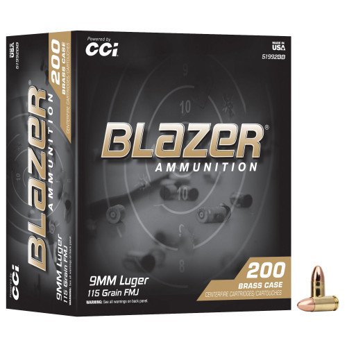 BLAZER 9MM 115GR FMJ 200RD TRAY
